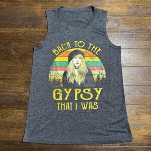 BACK TO THE GYPSY THAT I WAS Stevie Nicks Gray Tank Top Shirt Size Small